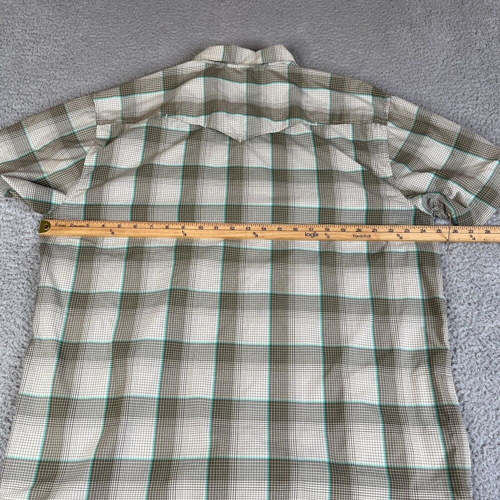 Howler Bros Pearl Snap Shirt Men XL Brown Blue Plaid Snap Huckberry Short Sleeve - Picture 6 of 13